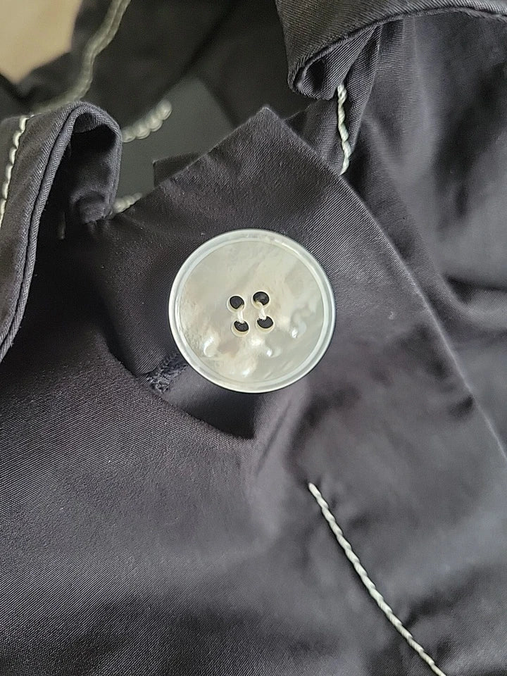 Meryll Rogge Belgian. Black Big Collar Cotton Poplin Contrast Stitch Shirt  2025 Paris Andam Fashion Award Winner
