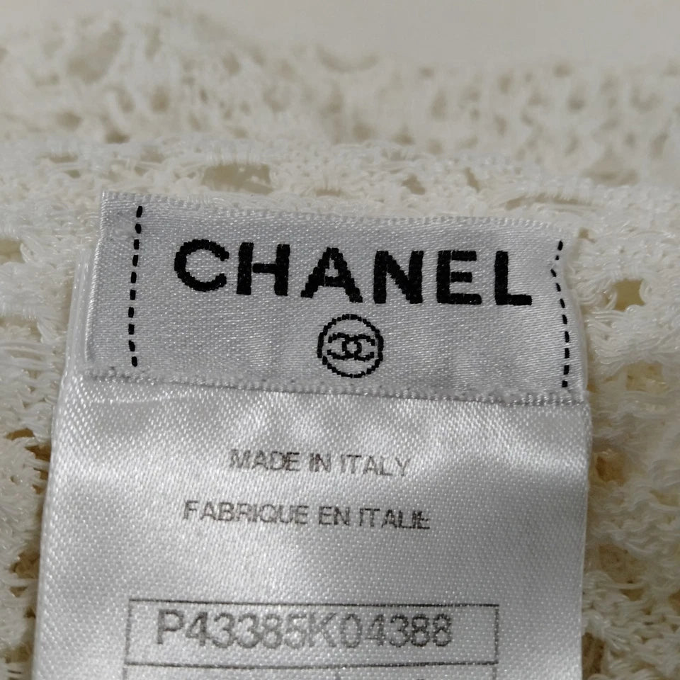 Chanel PARIS. White Cotton/Nylon Blend Top