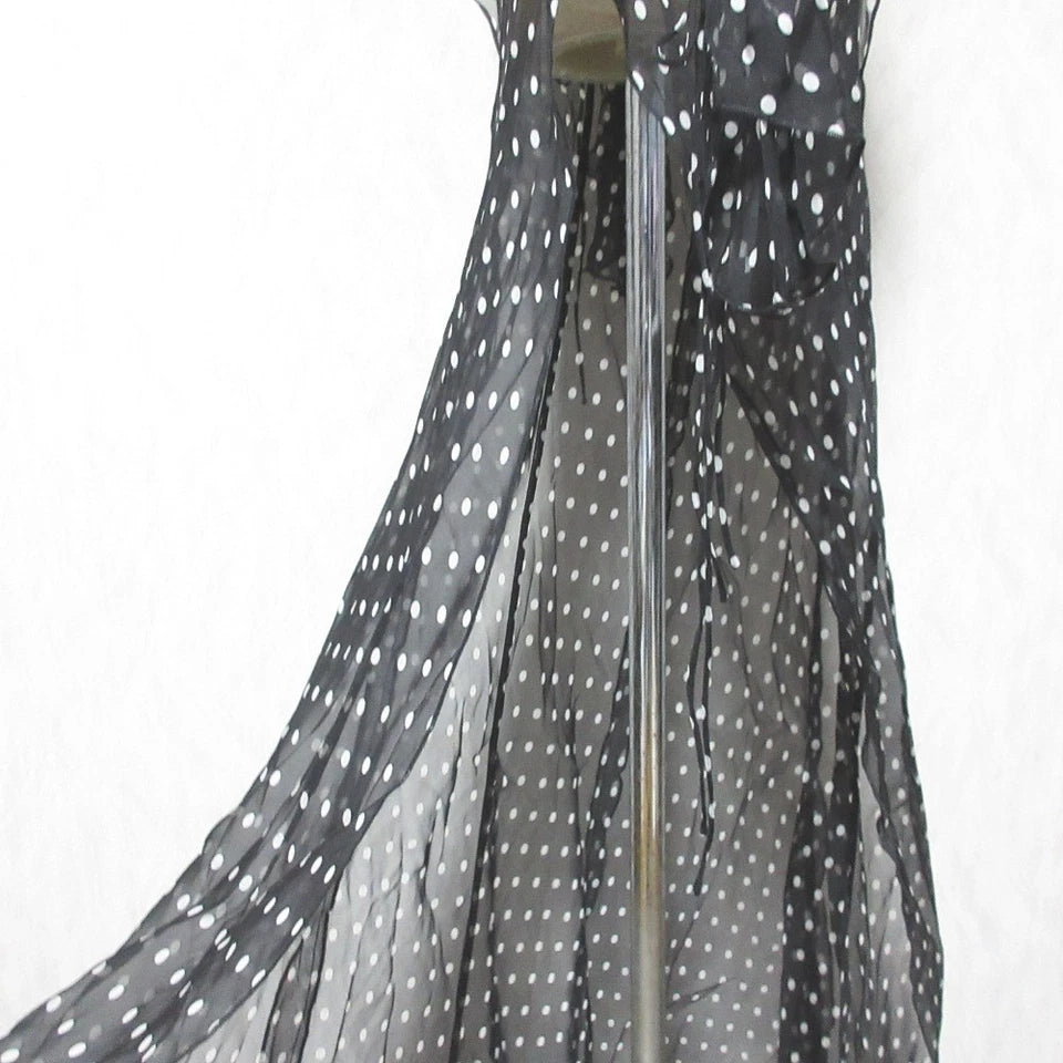 RAT&BOA JAPAN. Romelle. NEW W/TAGS Black Silk Semi-Sheer Polka Dot Slit Dress