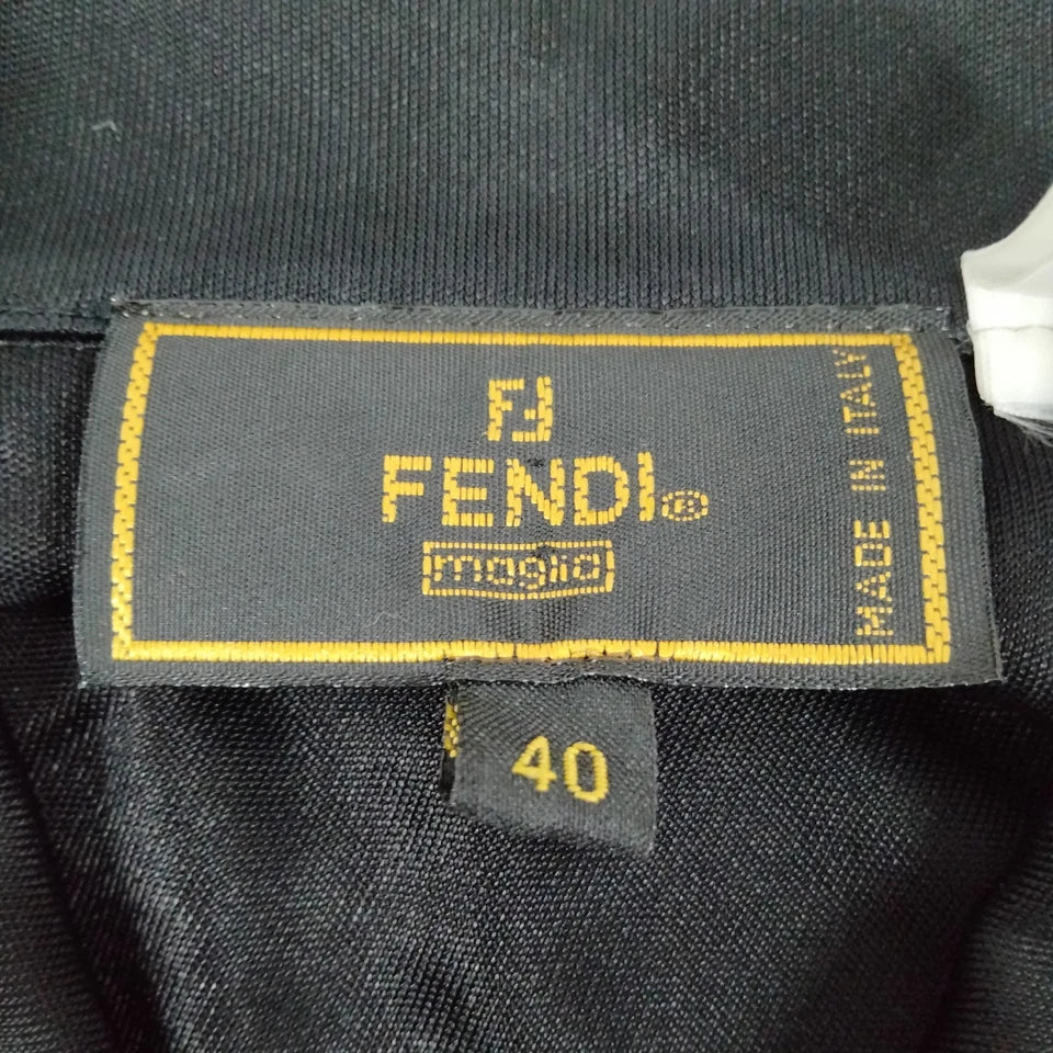 Fendi Italy. Black Rayon Long Sleeve Top