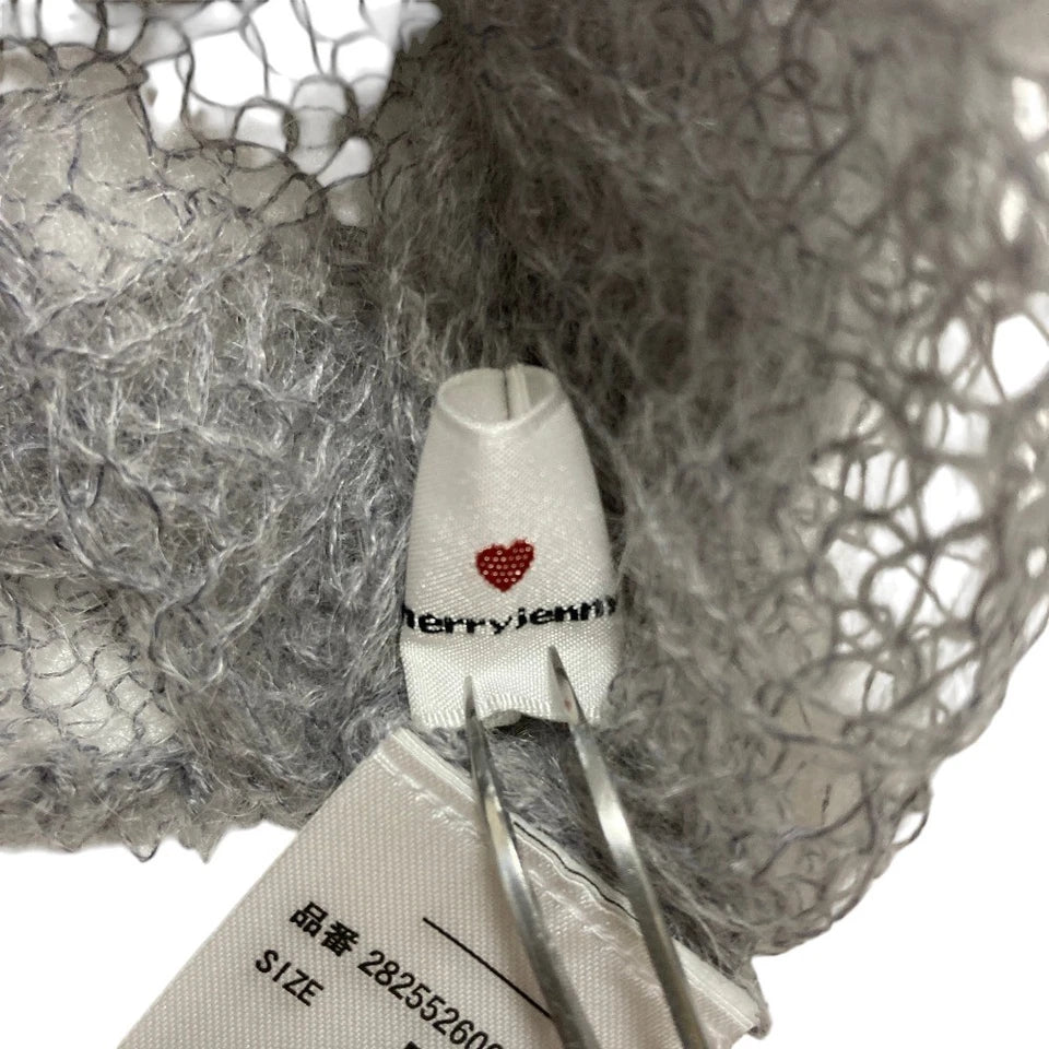 merry jenny japan. Gray Intentionally Distressing Openwork Ribbon Knit Sweater