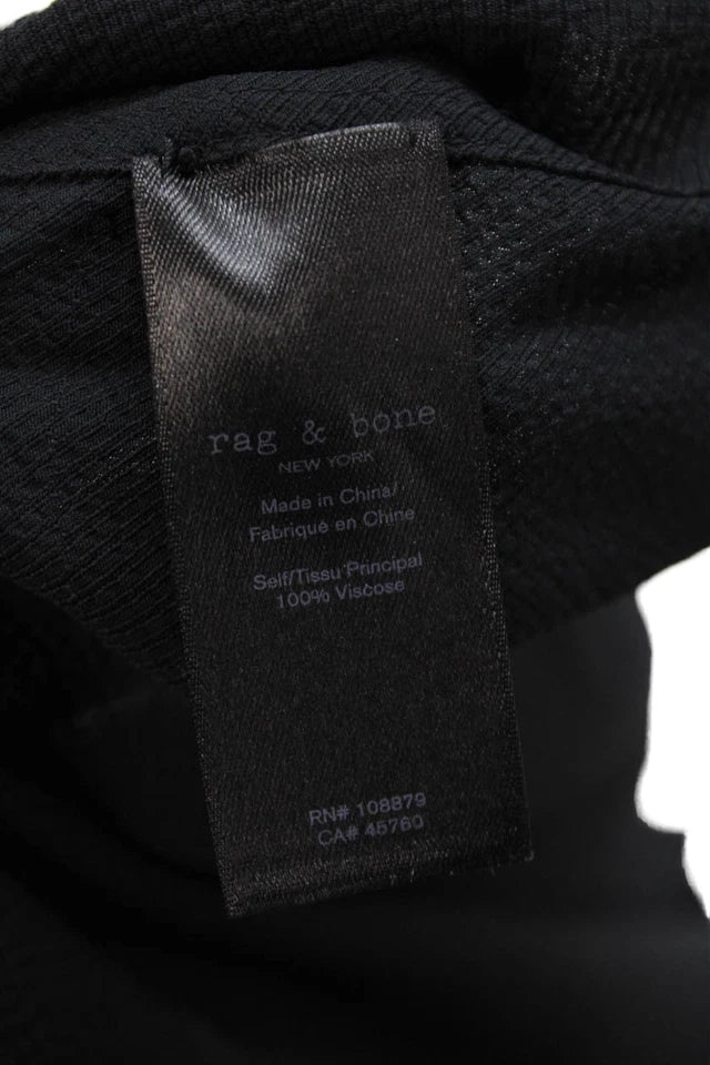 Rag & Bone NY. Black V-Neck Short Sleeve 100% Viscose Wrap Dress