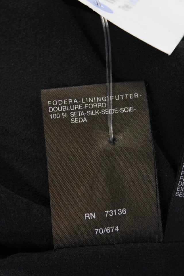 Max Mara Italy. Black Sleeveless Ruched Mid Calf Sheath Dress