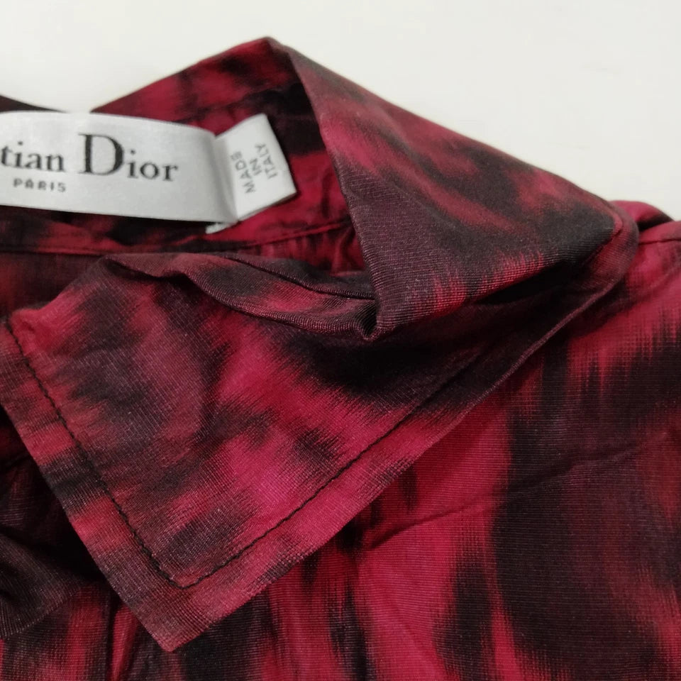 Christian Dior Paris. Vintage Reds Abstract Silk Top
