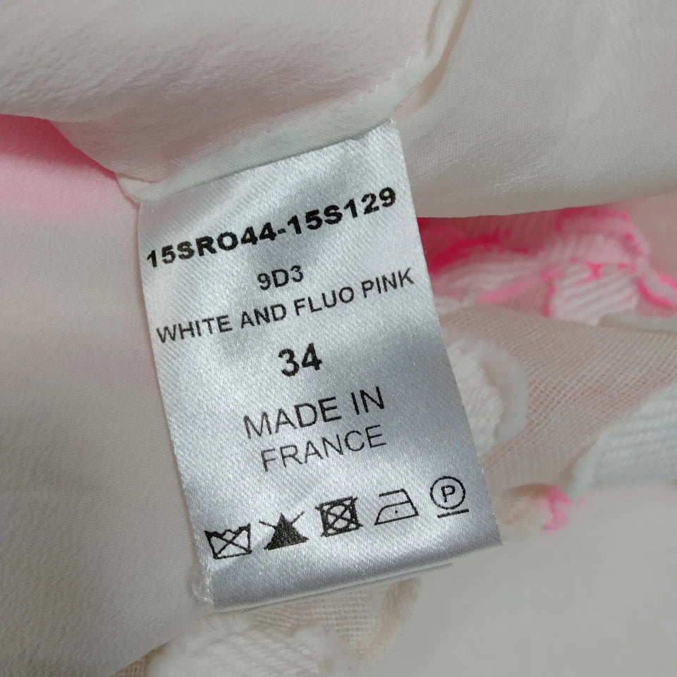 Chloe Paris. White, Pink Floral Silk/PolyTech/Cotton Dress