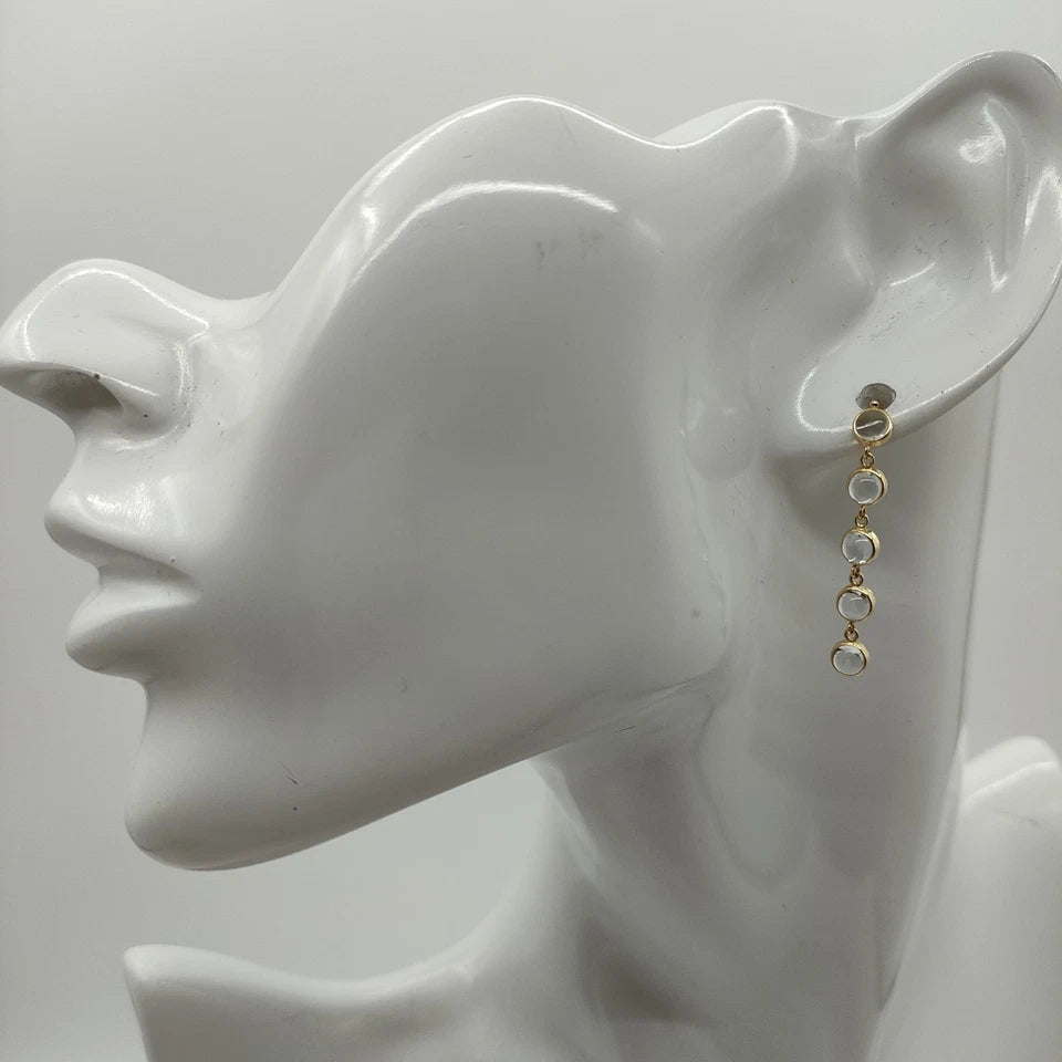 Jewelry Pierced London 18ct Gold Vintage 2.5ct Dangling Aquamaraine Earrings