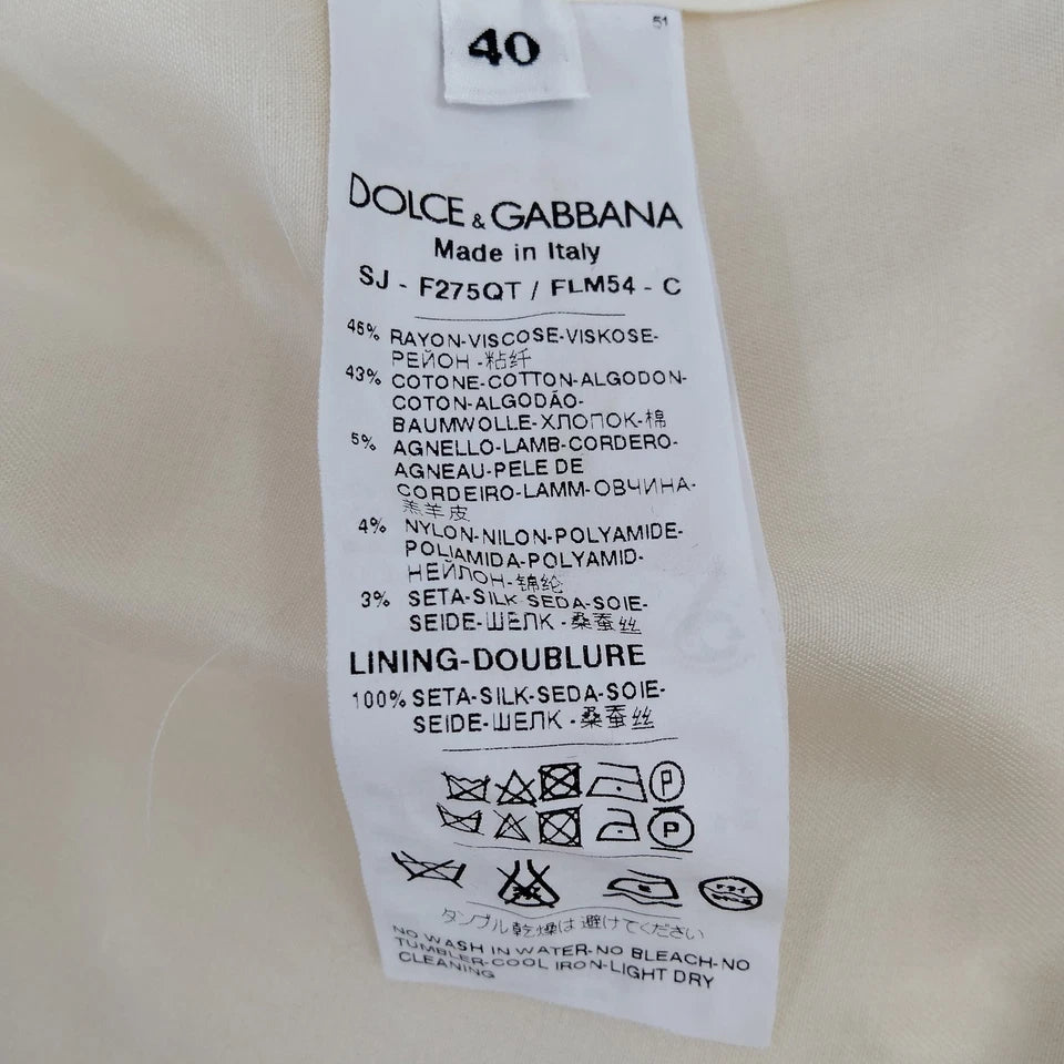 DOLCE&GABBANA ITALY. Vintage  Rayon Cotton Cream Lace with Big Silver Buttons Top/Coat