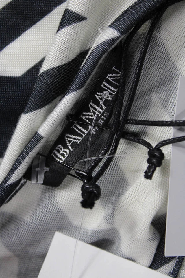 BALMAIN PARIS. B/W Houndstooth Pattern Sleeveless Top