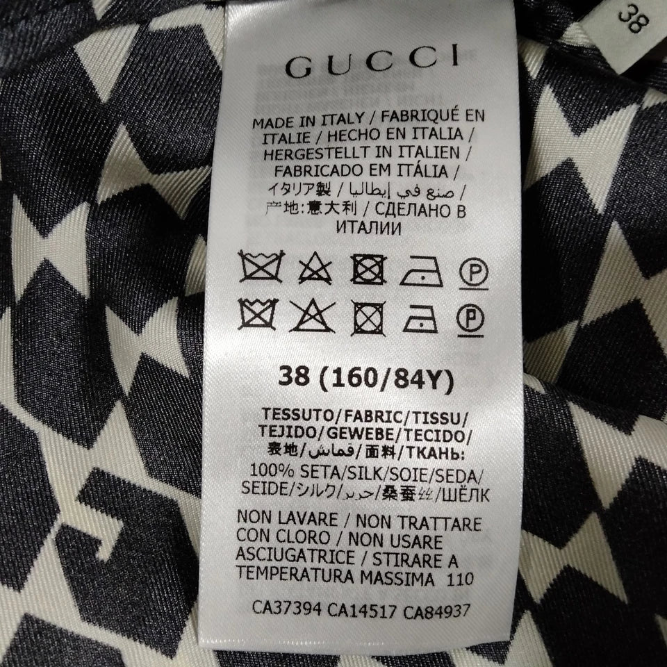 Gucci Italy. Vintage Geo Graphic Print Silk Tie Blouse
