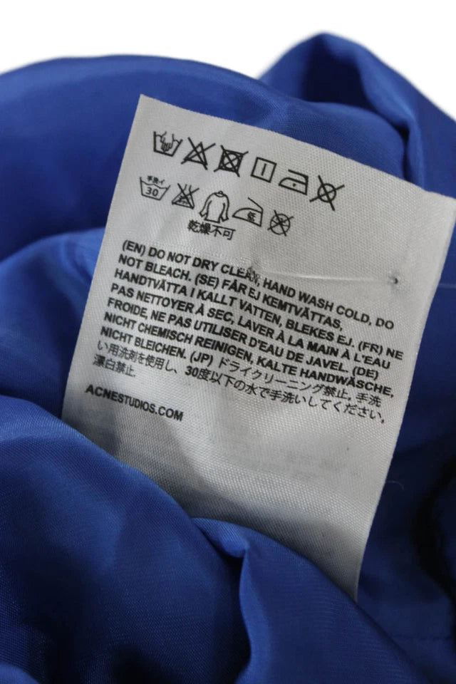 Acne Studios Stockholm. Blue Sleeveless Round Neck Button Knee Length Dress