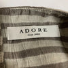 ADORE JAPAN. Grey Puff Sleeve Striped Linen Dress