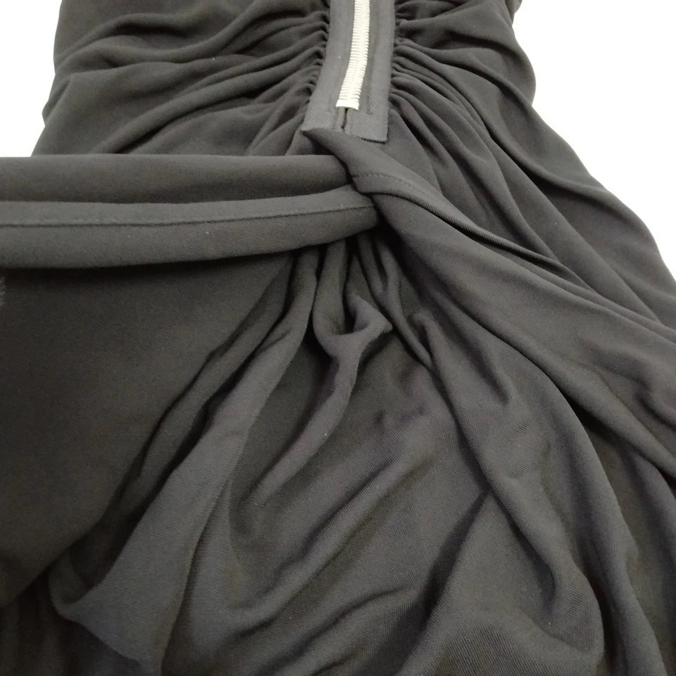 Givenchy Paris. Black Rayon Gathered, Ruched, Skirt, w/Zipper AccentS