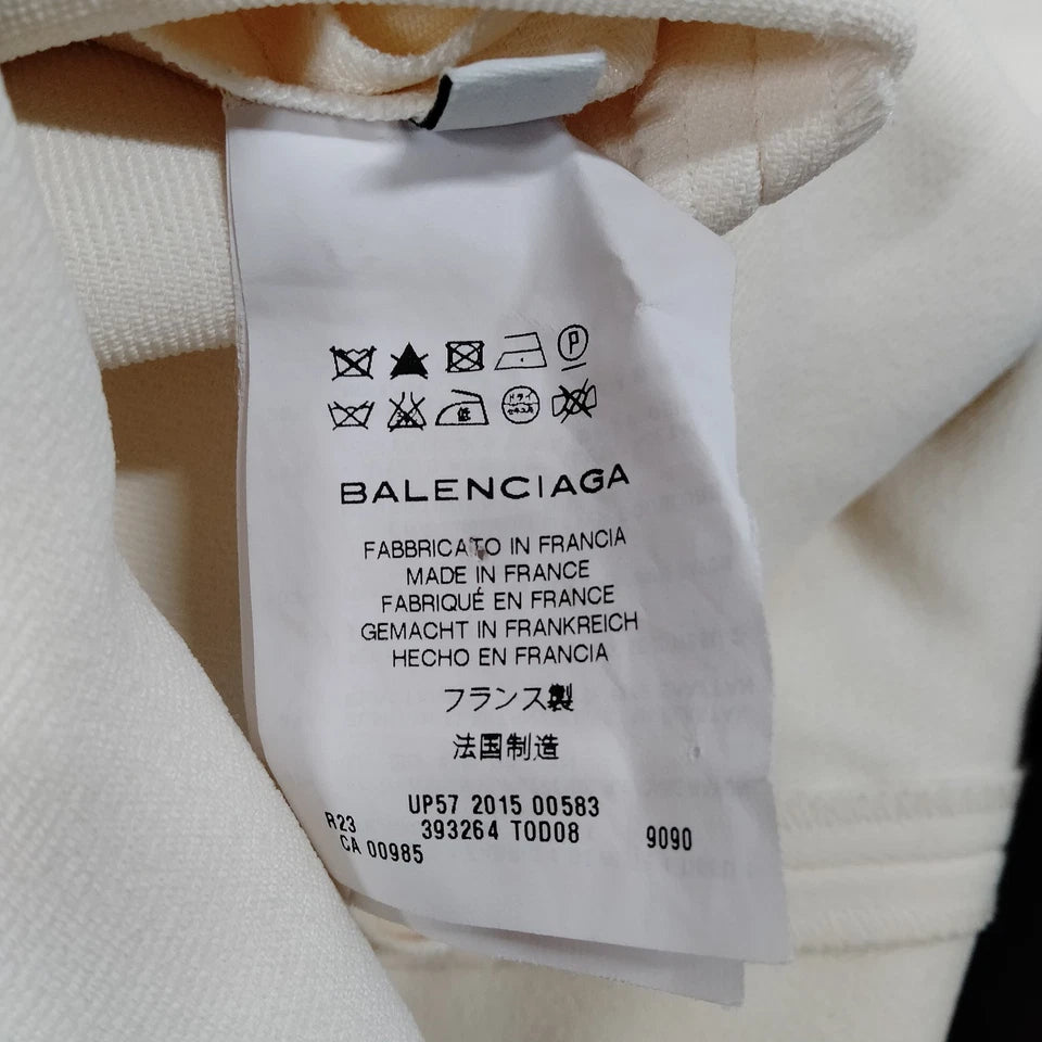 Balenciaga Paris. Black/White Rayon Polyurethane Acetate Dress Button Accents