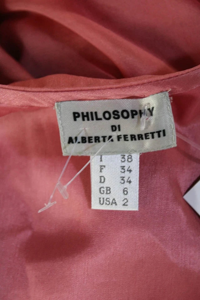 Philosophy di Alberta Ferretti Italy. Pink Acetate  Fit & Flare Dress