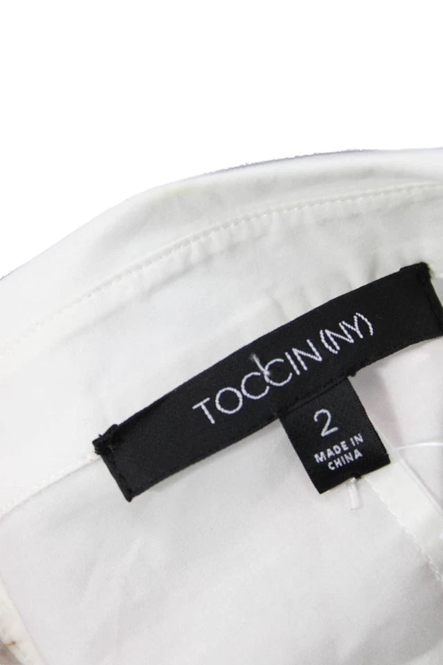 Toccin NYC. White 100% Cotton Collared Long Sleeve Shirt Dress