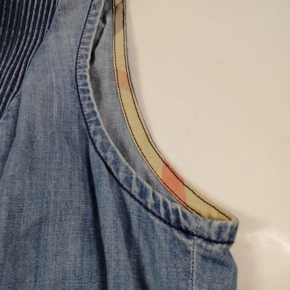 Burberry Brit UK. Cotton Belted Denim Sleeveless Dress