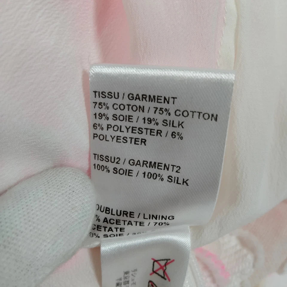 Chloe Paris. White, Pink Floral Silk/PolyTech/Cotton Dress