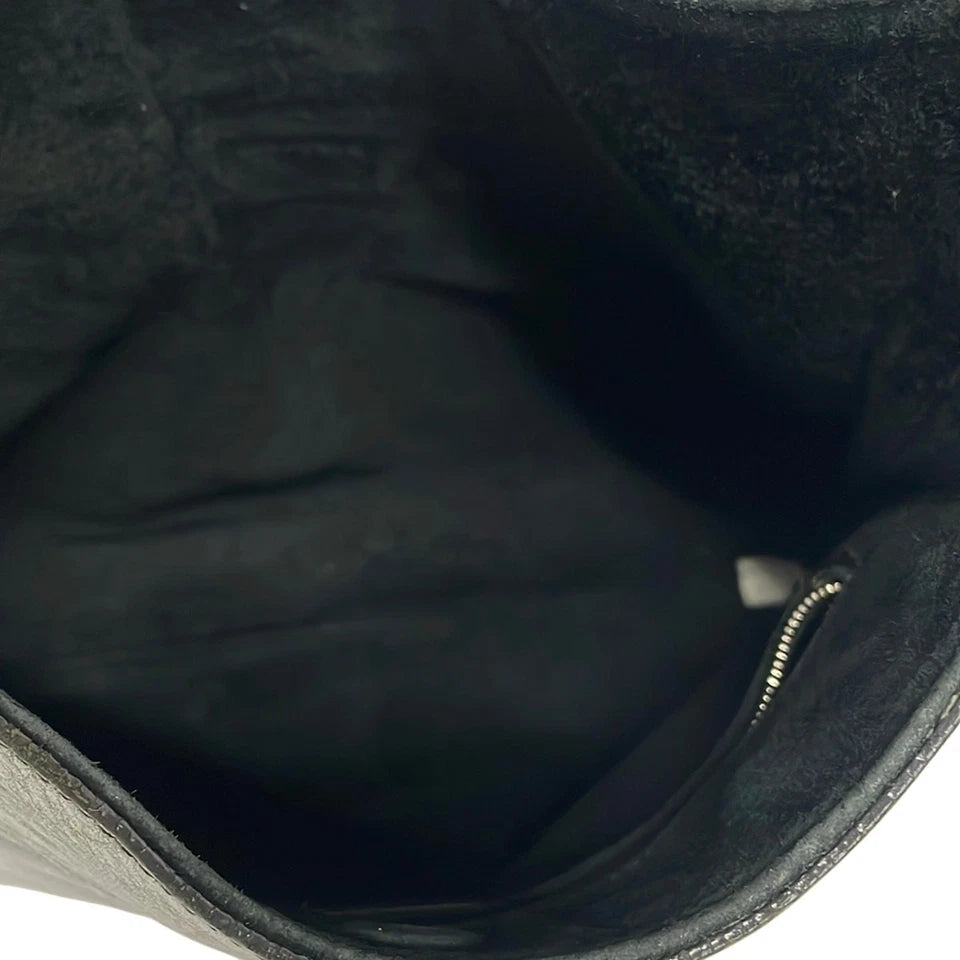 HIROFU JAPAN. Black Distressed Leather H Logo Shoulder Bag