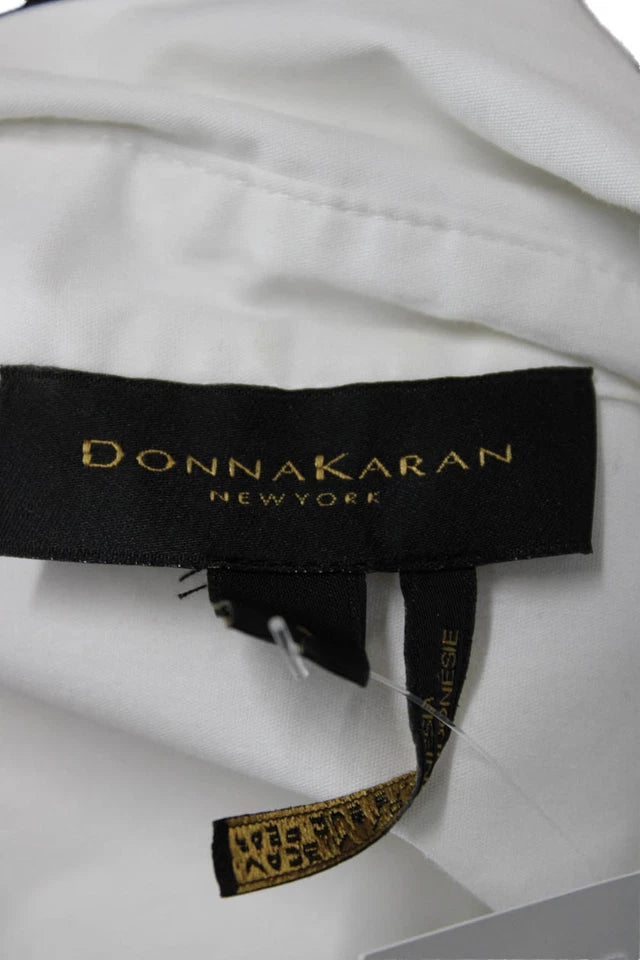 Donna Karan New York  White Collared Long Sleeve Button-Up Blouse