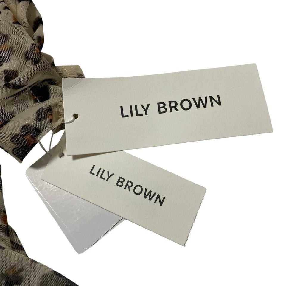 LILY BROWN JAPAN. NEW W/TAGS. 26SS COLLECTION Beige Cutting Tulle Print Dress