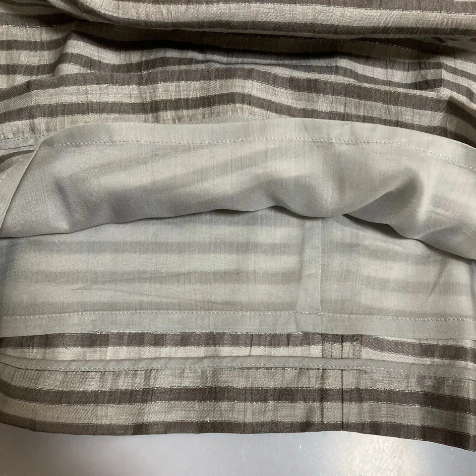 ADORE JAPAN. Grey Puff Sleeve Striped Linen Dress