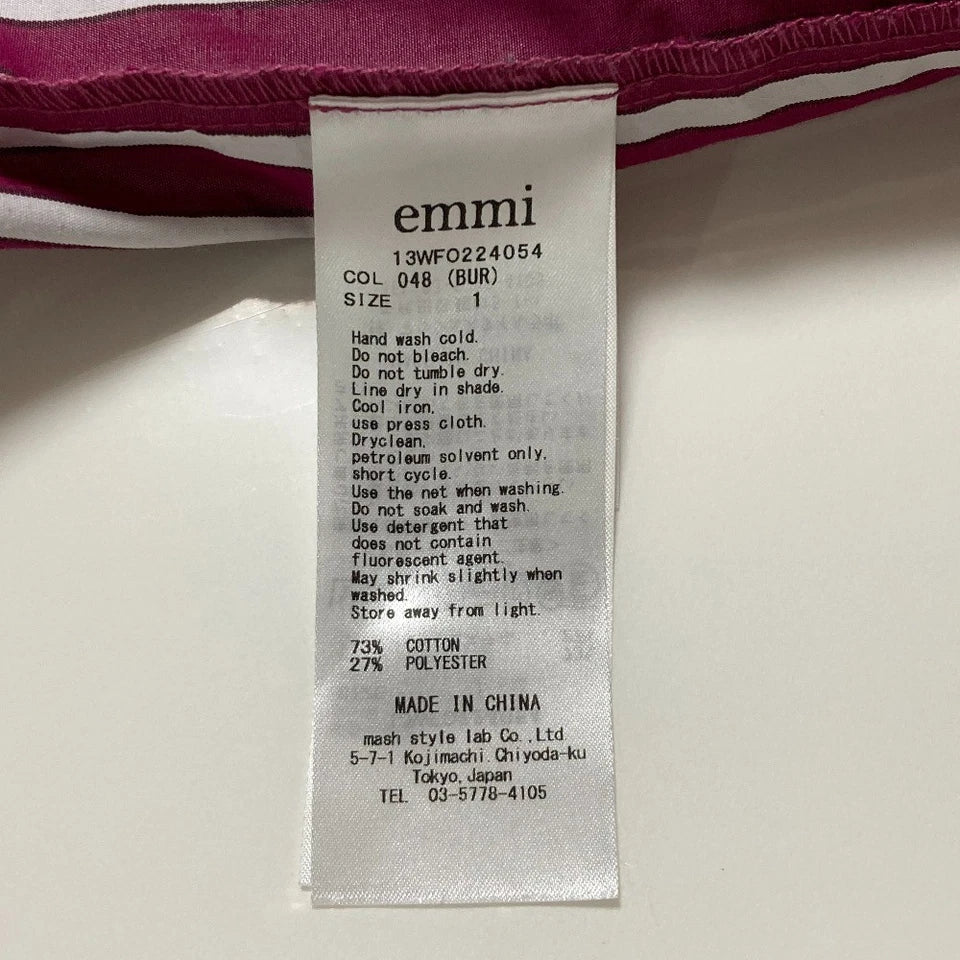 emmi Japan. 22AW Collection Bordeaux Flared Shirt Dress