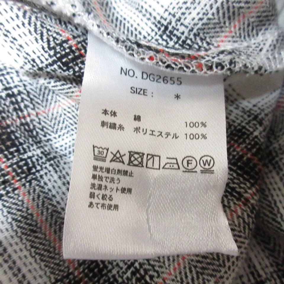 AS KNOW ANY WEAR JAPAN. Gray and Red Check Embroidered Long Sleeve Dress