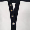 Balenciaga Paris. Black/White Rayon Polyurethane Acetate Dress Button Accents