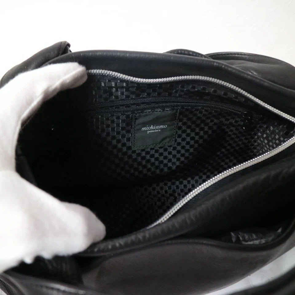 MICHIAMO JAPAN. Black Kipp Soft Leather Luxury Handbag