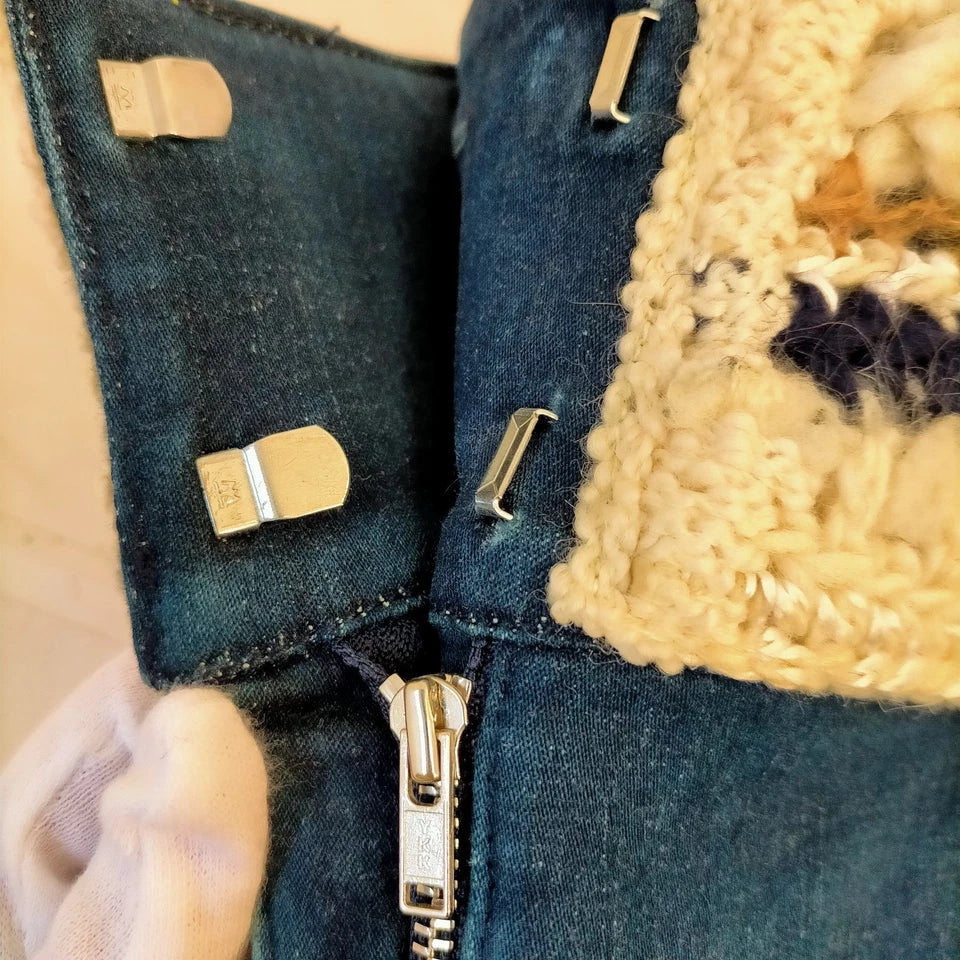 Chanel Paris. Blue W Embellishment Cotton Polyurethane Jeans