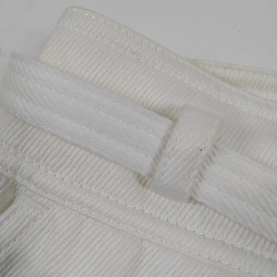 Chanel Paris. Vintage White Cotton Belted Logo Skirt