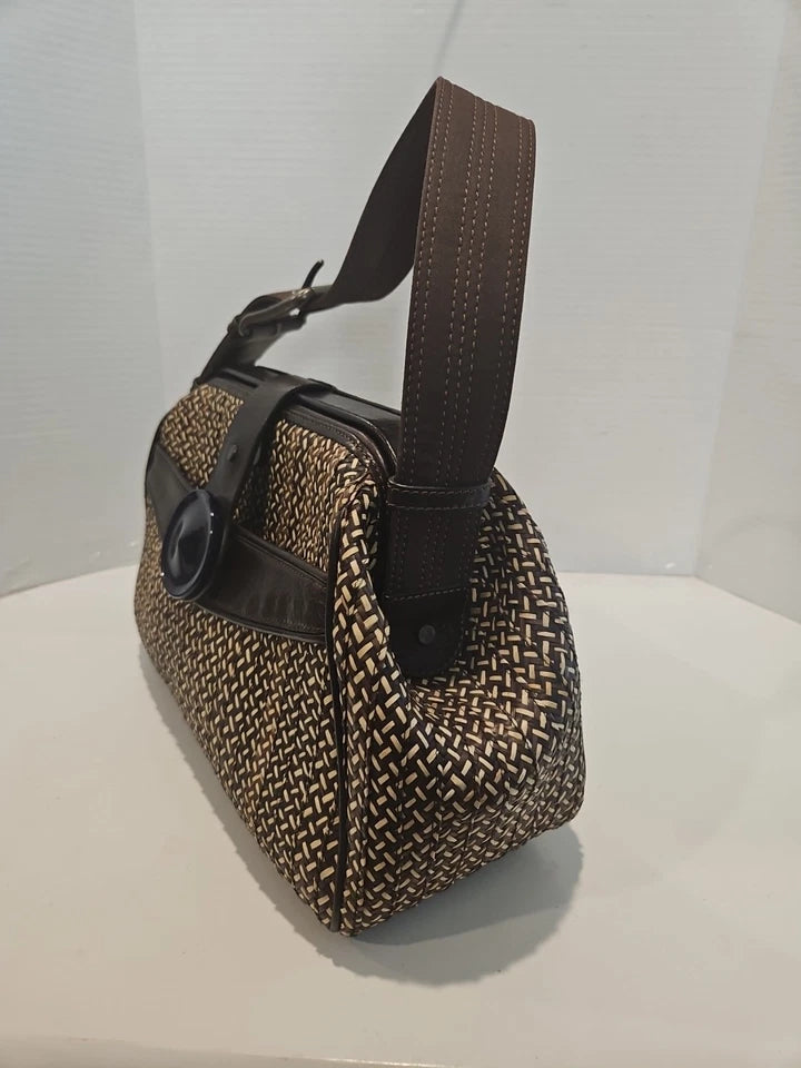 Marni ITALY. Brown Multicolor Leather/Woven Purse Shoulder Bag