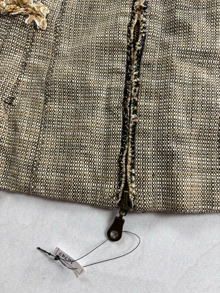 Tricot Chic (Hysteric Glamour, no Label) JAPAN. Vintage 2000s Cotton Tweed Zipper Distressed Tweed Jacket