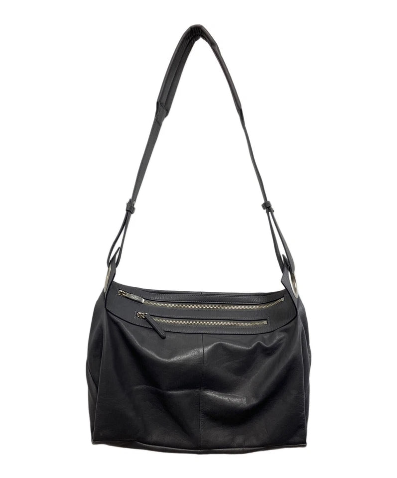 KAWA-KAWA JAPAN. Gray Leather Shoulder Bag / Crossbody Bag