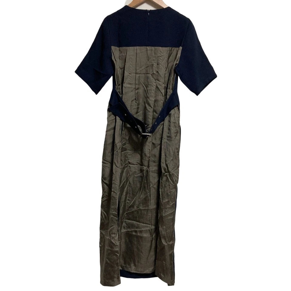 UNITED TOKYO JAPAN. Rayon Blend Navy/Brown Back Check Dress