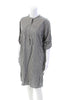 DONNA KARANA Pure DKNY.  Cotton Gingham Crew Neck Long Sleeve Dress