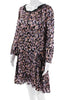 Nina Ricci Paris. Silk Long Sleeve Pink Black Abstract Print Dress
