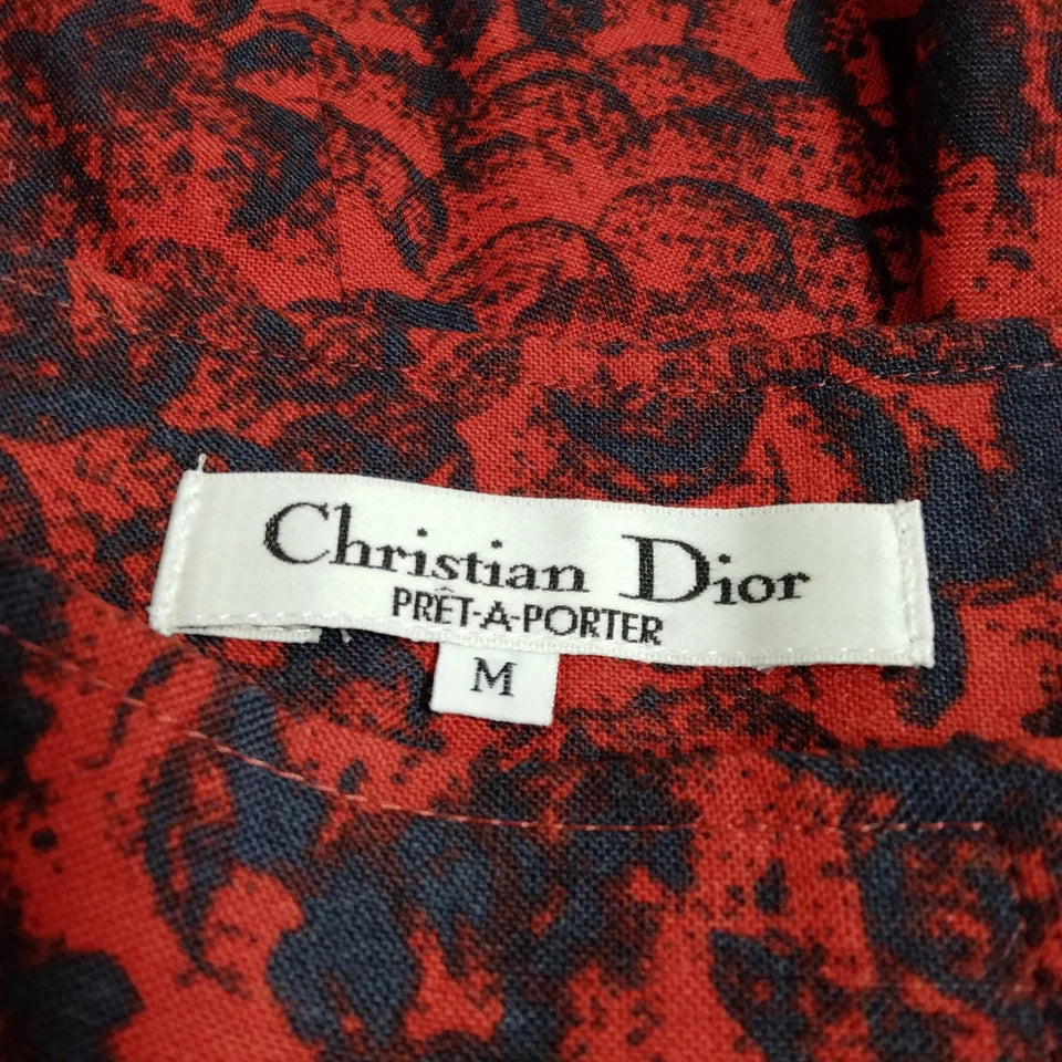 Christian Dior Paris. Vintage Wool NylonRed/Black Abstract Print Flare Skirt