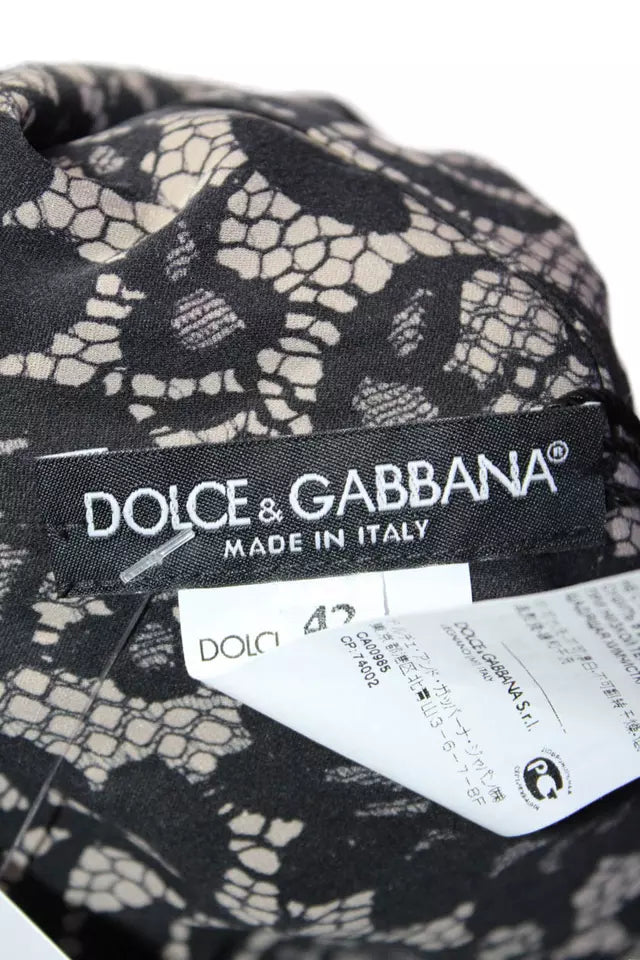 Dolce and Gabbana Italy. NEW W/TAGS. Black Viscose Back Zip V Neck Lace Overlay Dress