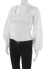 La Ligne NY. White Cotton Square Neck Long Sleeve Blouse