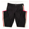 Gucci Italy. UNISEX Black Cotton Polyurethane Red Stripe Gucci Logo Pants