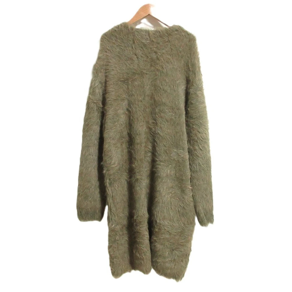 RAY BEAMS JAPAN. KHAKI COLOR LONG SHAGGY Knit Cardigan