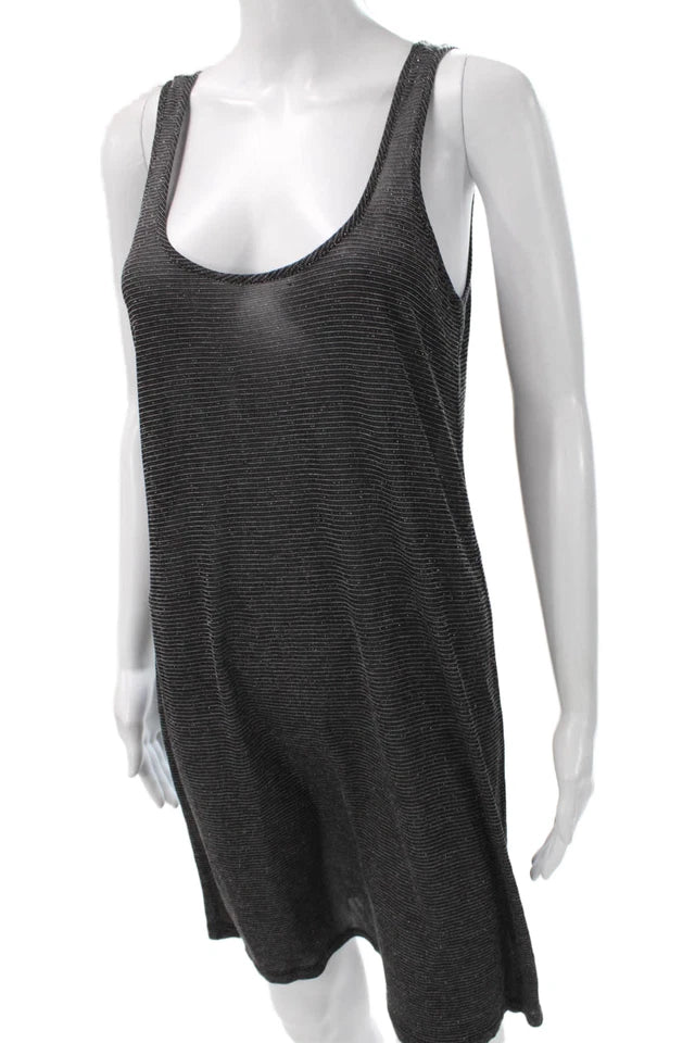 Rag & Bone NY. Gray Mini Striped Viscose Tank Dress