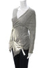 Acne Stockholm. Grey Cotton/Linen Cardigan Long Sleeve Top