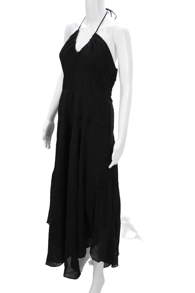 DONNA KARAN. DKNY. Black Rayon Maxi Full Length Sundress