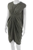 Rick Owens Paris. Lilies Green Cotton Short Sleeve Ruched Dress