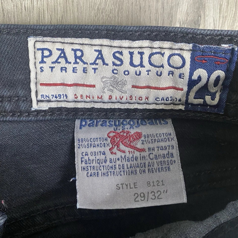 Parasuco Italy. Black Denim Y2k Vintage Low Rise Flare Stretch Jeans