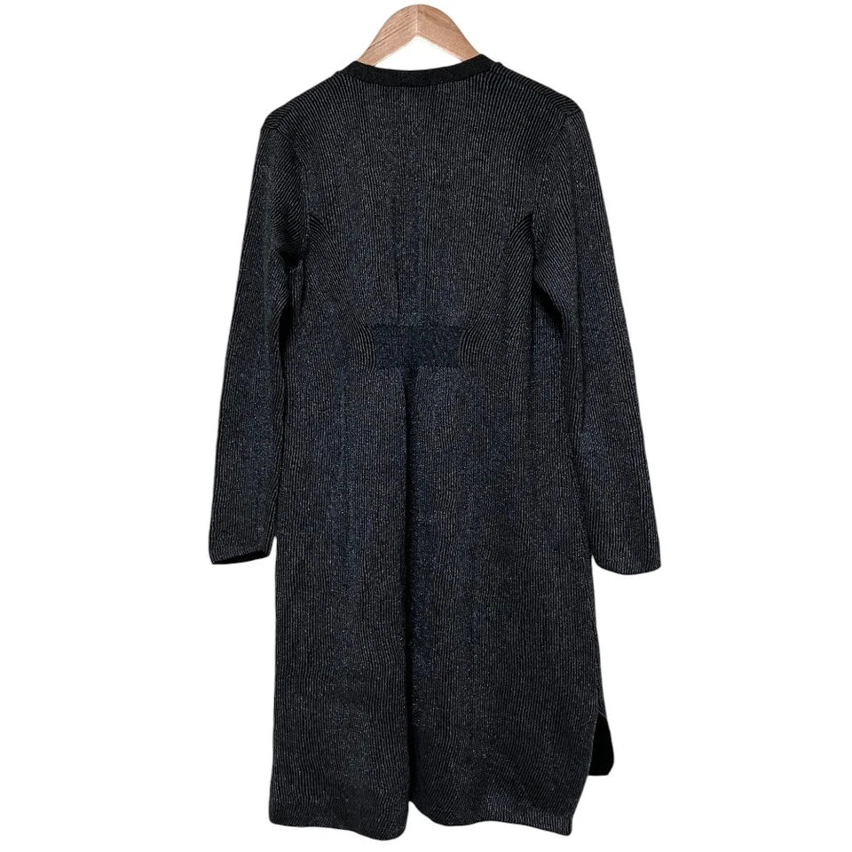 HIROKO KOSHINO JAPAN. BIS. NEW W/TAGS. Black/Gray Coated Long Knit Cardigan