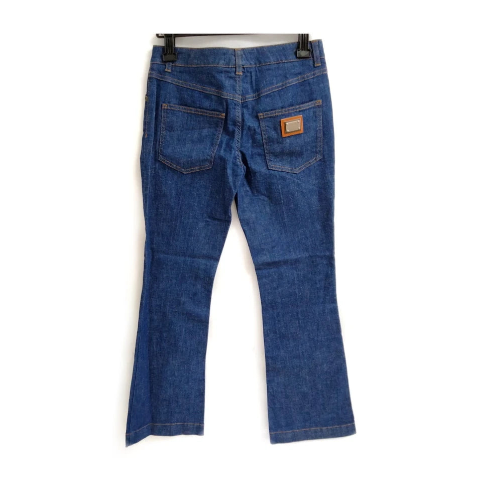 DOLCE&GABBANA ITALY. Cotton Polyurethane Wide Leg Flare Jeans