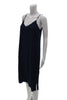 Splendid Japan. Dark Blue V Neck Sleeveless Viscose Full Length Slip Dress